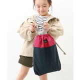 004-ピンク | バイカラー持ち手付き巾着袋 子供服 キッズ | devirock
