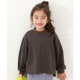 ブラウン | ガールズ ゆるっとボーダー 長袖Tシャツ | devirock