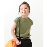 Lカーキ | フレンチスリーブ リブ半袖Tシャツ 子供服 キッズ 女の子 Tシャツ トップス | devirock