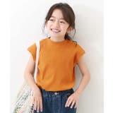 Gオレンジ | フレンチスリーブ リブ半袖Tシャツ 子供服 キッズ 女の子 Tシャツ トップス | devirock