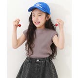 ピンクグレージュ | フレンチスリーブ リブ半袖Tシャツ 子供服 キッズ 女の子 Tシャツ トップス | devirock