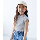 ボーダー-ホワイト | フレンチスリーブ リブ半袖Tシャツ 子供服 キッズ 女の子 Tシャツ トップス | devirock