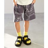 004-バンダナ-パープルグレー | よくばりストレッチ ツイル 総柄ベイカーハーフパンツ | devirock