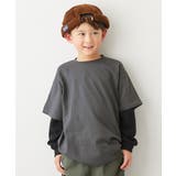 チャコール | レイヤード風 長袖Tシャツ 子供服 キッズ 男の子 女の子 ロンT トップス  | devirock