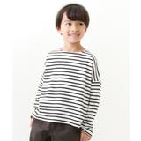 001-ブラック | ゆるっとボーダー 長袖Tシャツ 子供服 | devirock