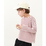 008-Dレッド | ゆるっとボーダー 長袖Tシャツ 子供服 | devirock