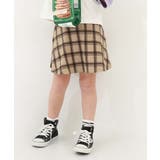 004-チェック-ベージュ | 【両側ポケット付き】1分丈 総柄スカッツ 子供服 | devirock
