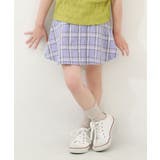 005-チェック-Sバイオレット | 【両側ポケット付き】1分丈 総柄スカッツ 子供服 | devirock