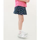 012-花-ネイビー | 【両側ポケット付き】1分丈 総柄スカッツ 子供服 | devirock