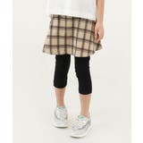 004-チェック-ベージュ | 【両側ポケット付き】6分丈 総柄スカッツ 子供服 | devirock