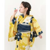 006-縞花-イエロー | 着付け簡単 シワになりにくい セパレートワンピース浴衣 | devirock