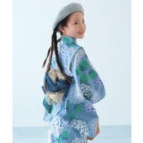 011-水彩アジサイ-ブルー | 着付け簡単 シワになりにくい セパレートワンピース浴衣 | devirock