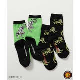 003-トラ-総柄 | 阪神タイガースコラボ 2Pソックス 子供服 キッズ 男の子 女の子 靴下 | devirock