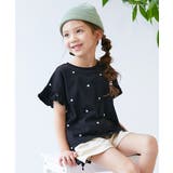 002-ブラック | ハート総柄 袖フリル 半袖Tシャツ | devirock