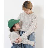 009-アイボリー-エンジ | 綿100% お洗濯してもよれにくいビッグシルエット 袖リブ大人ボーダー長袖Tシャ… | devirock