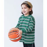 013-ボトルグリーン-オフホワイト | 綿100% お洗濯してもよれにくい ビッグシルエット袖リブボーダー長袖Tシャツ | devirock