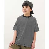 001-ブラック | 綿100%お洗濯してもよれにくい ビッグシルエット ボーダー半袖Tシャツ | devirock