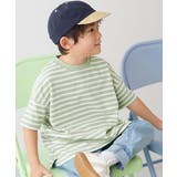 008-グリーン | 綿100%お洗濯してもよれにくい ビッグシルエット ボーダー半袖Tシャツ | devirock
