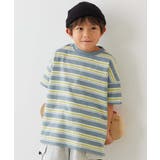 011-Dサックス-イエロー | 綿100%お洗濯してもよれにくい ビッグシルエット ボーダー半袖Tシャツ | devirock