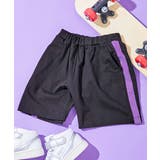 021-ライン-ブラック | デザインいろいろ 無地ワンポイント＆総柄 ミニ裏毛ハーフパンツ | devirock