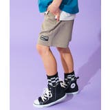 035-ロゴ3-Dグレージュ | デザインいろいろ 無地ワンポイント＆総柄 ミニ裏毛ハーフパンツ | devirock