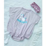 006-ユニコーン-ライラック | 綿100％ デビラボ プリント半袖ゆったりロンパース | devirock