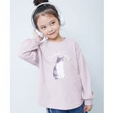 007-ネコ-ライラック | 綿100％ デビラボガールズ プリント長袖Tシャツ | devirock