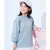 001-ロゴ1-ミストブルー | 綿100% デビラボガールズ BIGシルエットプリント袖リブ長袖Tシャツ | devirock