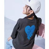 005-ハート1-スミクロ | 綿100% デビラボガールズ BIGシルエットプリント袖リブ長袖Tシャツ | devirock