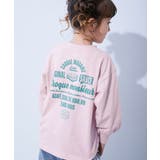 007-ロゴ2-さくらピンク | 綿100% デビラボガールズ BIGシルエットプリント袖リブ長袖Tシャツ | devirock