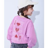 011-ハートロゴ-モーブピンク | 綿100% デビラボガールズ BIGシルエットプリント袖リブ長袖Tシャツ | devirock