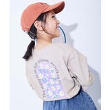 012-フラワー1-Lグレー | 綿100% デビラボガールズ BIGシルエットプリント袖リブ長袖Tシャツ | devirock