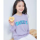 006-ロゴ-Sバイオレット | 綿100% デビラボ×きらっとメタリック ガールズプリント長袖Tシャツ | devirock