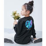 009-ハート2-ブラック | 綿100% デビラボ×きらっとメタリック ガールズプリント長袖Tシャツ | devirock