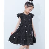 002-ブラック | 綿100%おめかし ハート総柄プリント さらっと軽やかワンピース | devirock