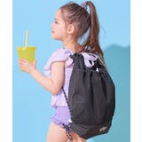 ブラック | メッシュ切り替え ガールズプールバッグ ナップサック | devirock