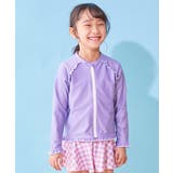 004-Sバイオレット | UVカット ラグラン メロウフリルガールズラッシュガード | devirock