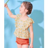 053-花柄2-トマトレッド | えらべるデザイン ボリュームフリル UVカットセパレート水着 | devirock