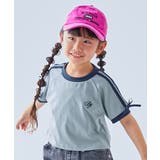 ミストブルー | リボン付き サイドライン ミニ丈半袖Tシャツ | devirock