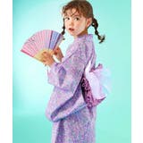 004-小花柄-パープル | ふわっと立体2重帯 1人でも着られる着付け簡単 すぽっとワンピース型浴衣 | devirock