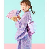 004-小花柄-パープル | ふわっと立体2重帯 1人でも着られる着付け簡単 すぽっとワンピース型浴衣 | devirock
