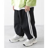 001-ライン-ブラック | 水はじく撥水ナイロン トラックパンツ セットアップ可能 | devirock