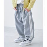 002-ライン-ストーンブルー | 水はじく撥水ナイロン トラックパンツ セットアップ可能 | devirock