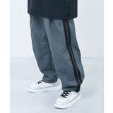 004-ライン-シャドーブルー | 水はじく撥水ナイロン トラックパンツ セットアップ可能 | devirock