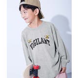 006-カレッジ-杢グレー | 綿100%デビラボ BIGシルエット プリント袖リブ長袖Tシャツ | devirock