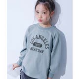 004-ロゴ2-ミストブルー | 綿100％ デビラボ BIGシルエットプリント袖リブ長袖Tシャツ | devirock