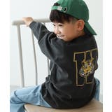 008-トラ-スミクロ | 綿100％ デビラボ BIGシルエットプリント袖リブ長袖Tシャツ | devirock