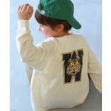 009-トラ-オフホワイト | 綿100％ デビラボ BIGシルエットプリント袖リブ長袖Tシャツ | devirock