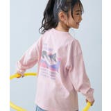 012-山-さくらピンク | 綿100％ デビラボ BIGシルエットプリント袖リブ長袖Tシャツ | devirock