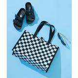 002-チェック-ブラック | 中身が見えにくい 総柄プールバッグトート 子供服 | devirock